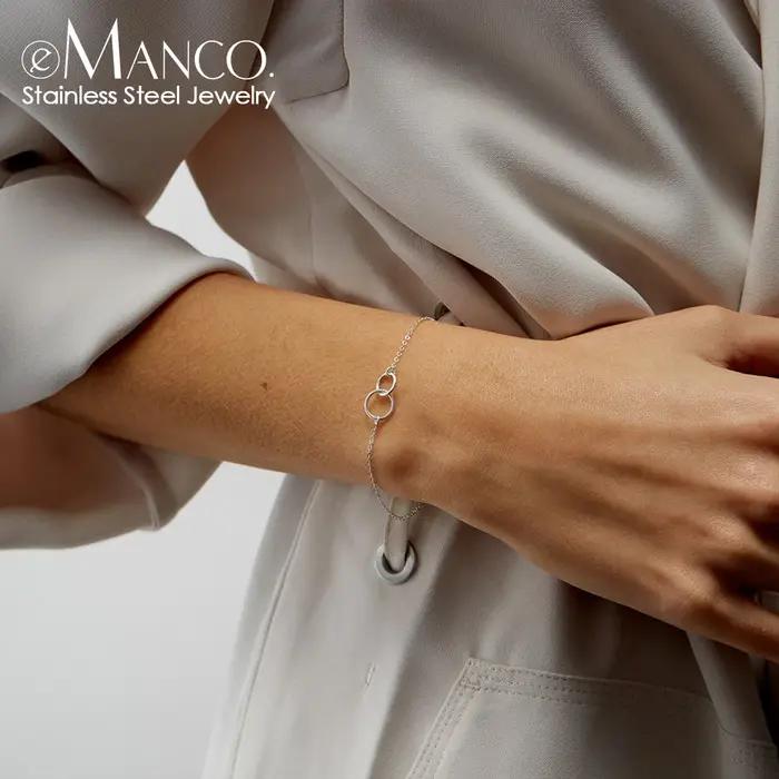 Bracelet en acier inoxydable or avec chaîne délicate cercles imbriqués pour femme style minimaliste déplacements quotidiens rencontres