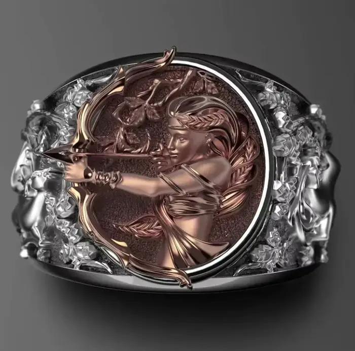 Bague déesse grecque Artemis, bague ouverte tendance et polyvalente, bijoux de couple haut de gamme