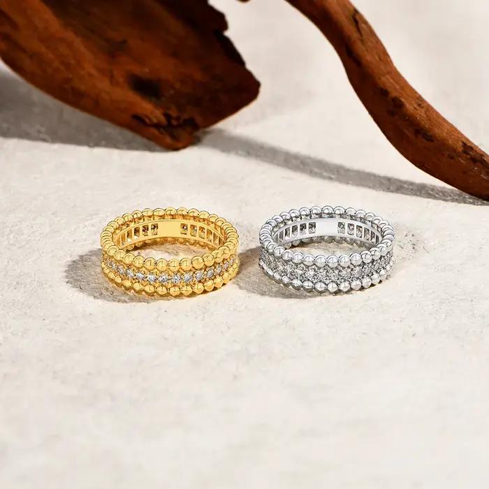Bague classique plaquée argent 925 pour femmes - Bijou simple en zircon pour un usage quotidien et des cadeaux commémoratifs