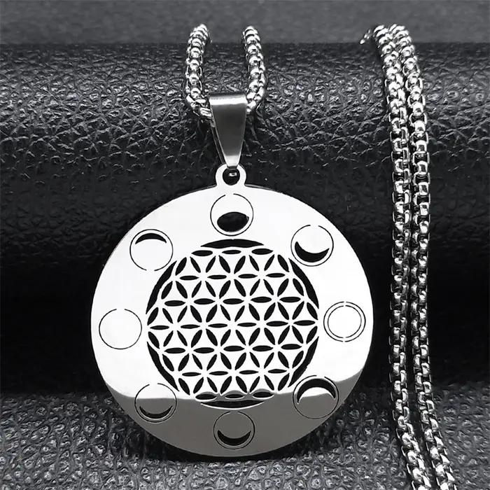 Collier pendentif fleur de vie géométrie sacrée pour hommes et femmes