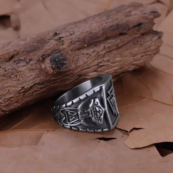 Bague Nordique Myenson Odin Valknut Raven Huginn Muninn