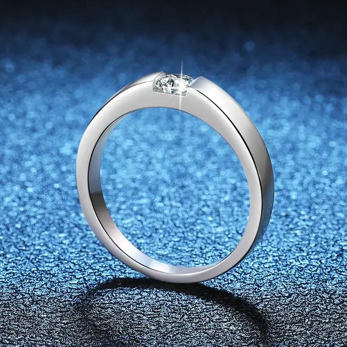 Bague de fiançailles en platine massif PT950 sertie de moissonite 0,3 carats pour femme, alliance de mariage, cadeau pour Saint-Valentin, anniversaire de mariage, occasion spéciale