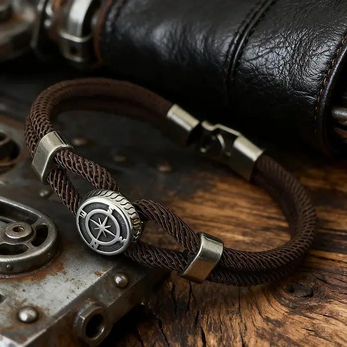 Nouveau Bracelet boussole homme Viking corde nautique Braslet