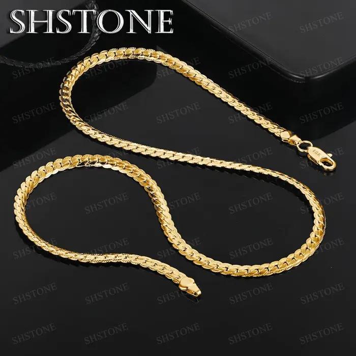 Collier en or 18 carats avec chaîne latérale pour femmes et hommes, 40-60cm, mode de fête, accessoir