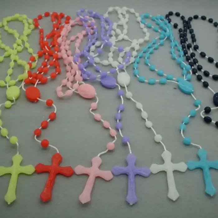 Religion chrétienne croix collier lueur dans l'obscurité lumineux charme
