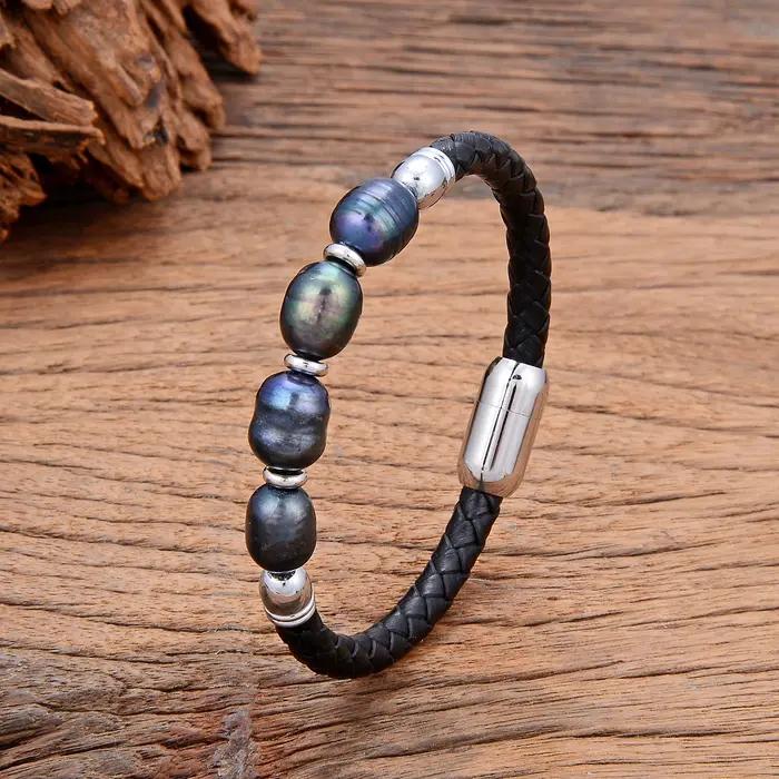 Véritable bracelet en perle d'eau douce naturelle