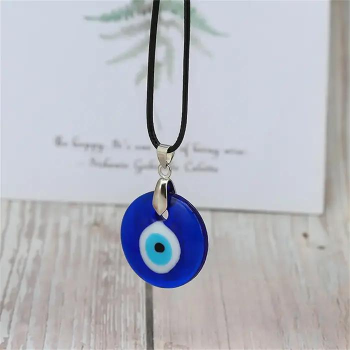 Collier porte-bonheur œil maléfique en verre bleu pour hommes et femmes