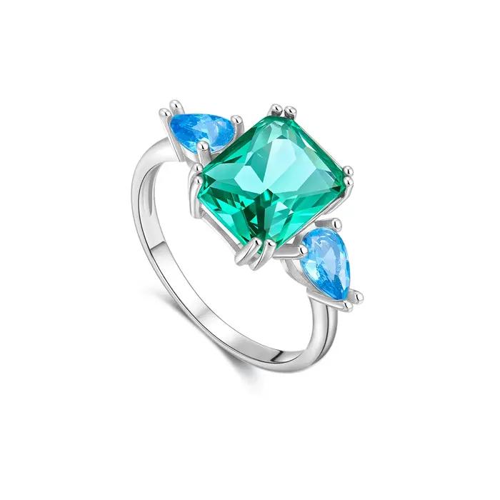 ANDYWEN 925 en argent Sterling de luxe gemétrique émeraude poire aigue-marine bague délicate fête élégante