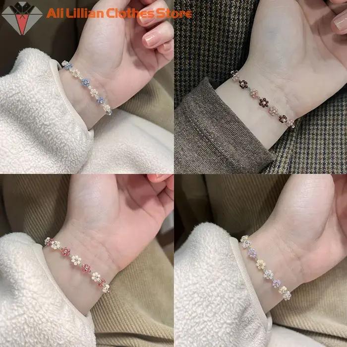 Bracelet de perles de fleurs mignonnes pour femmes et filles