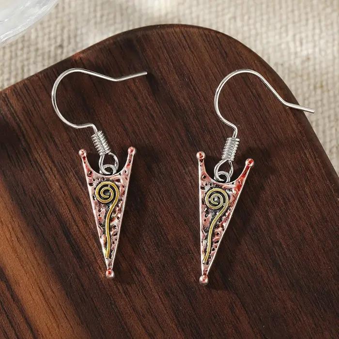 Boucles d'oreilles pendantes de style tribal vintage, texture vintage, boucles d'oreilles ethniques