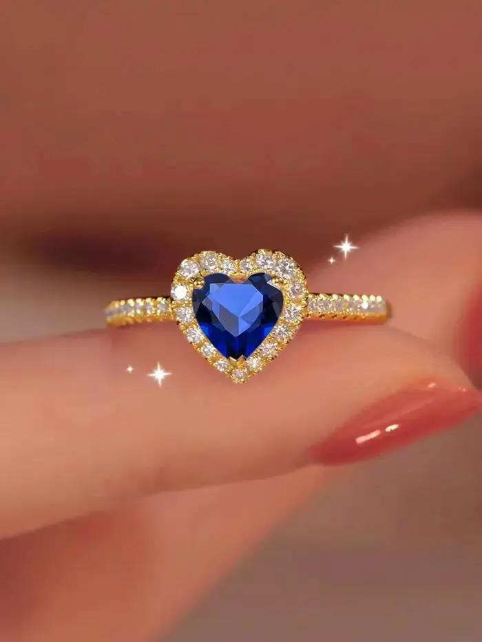 Magnifique bague en forme de cœur d'amour romantique en Zircon pour femmes