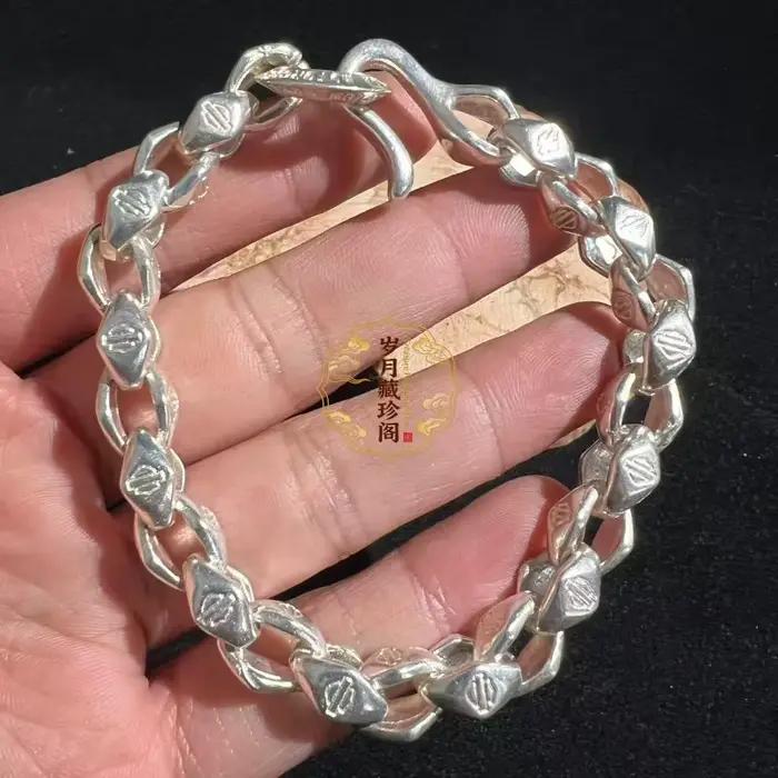 Bracelet Artisanal en Argent Tibétain S925 Style Vintage Chinois 2026 Unique et Original Bijou Ethnique pour Occasions Spéciales Unisexe