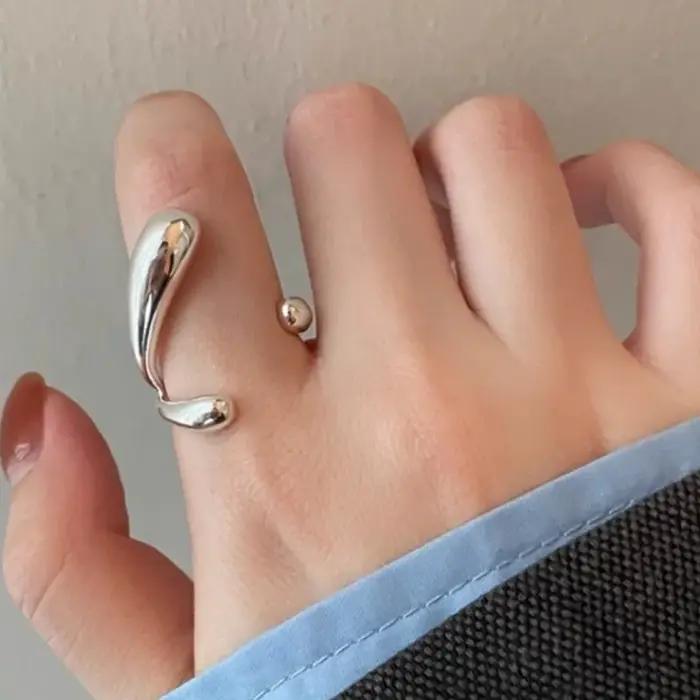 PANJBJ 925 bague irrégulière en argent Sterling pour les femmes minimaliste Punk Hip Hop personnalité polyvalent Cool ouvert bijoux livraison directe