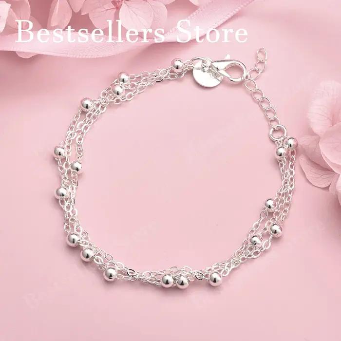 Bracelet de perles exquises en argent sterling 925 de 8 pouces, accessoires de mode pour femmes, bij