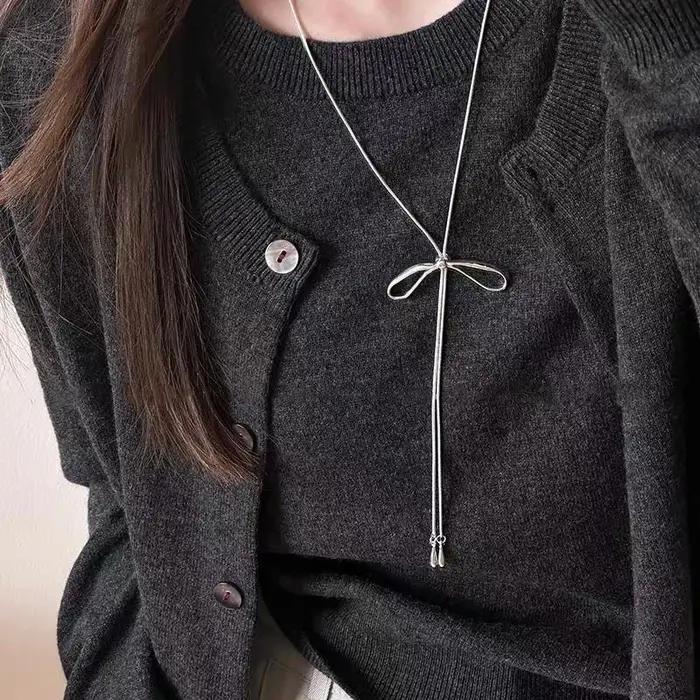 Collier long JOChoker avec nœud papillon pour femmes élégant pour soirée et occasions spéciales bijoux festifs