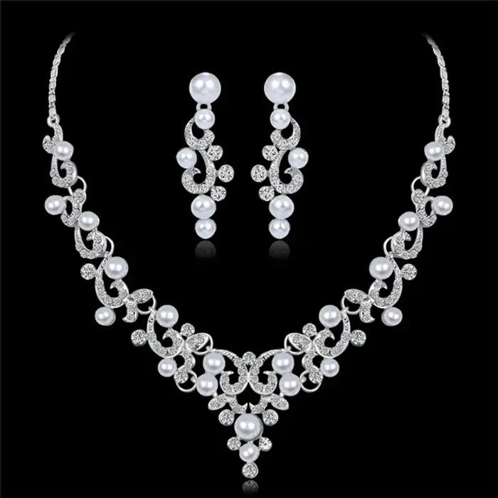 Ensemble de bijoux en perles cristal avec motifs de plante pour femmes occasions spéciales mariage