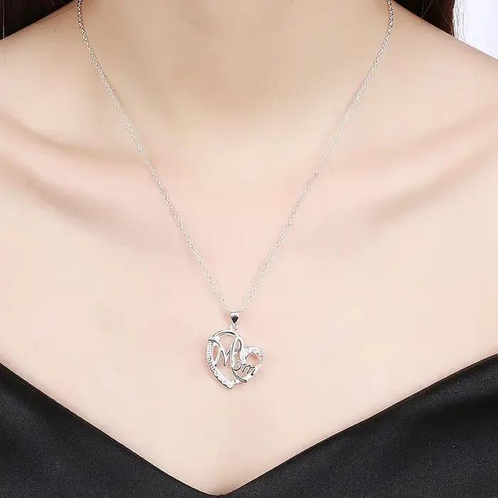 Cadeaux de fête des mères chauds 925 breloque en argent Sterling élégant maman AAA Zircon coeur pendentif collier pour femmes marques de mode bijoux