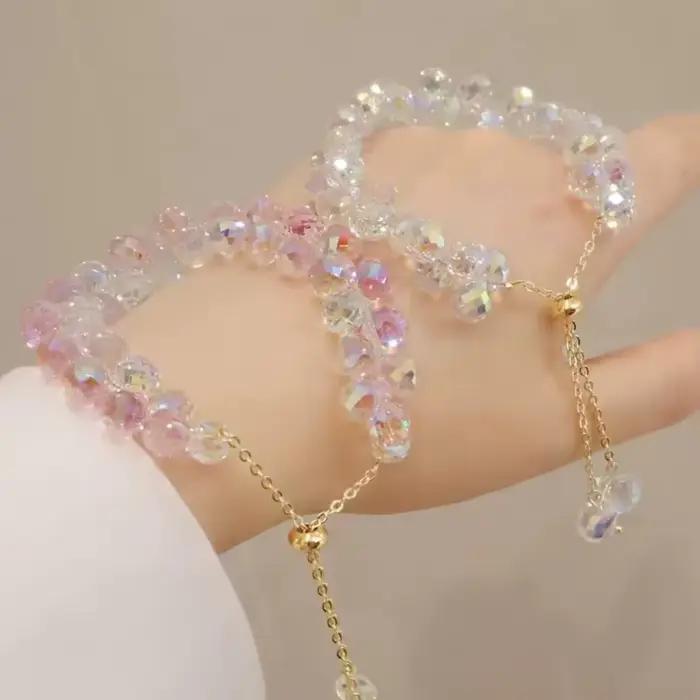 Bracelet en cristal brillant unisexe classique avec motifs ronds pour femmes et hommes, parfait pour les rendez-vous et les cadeaux d'amitié