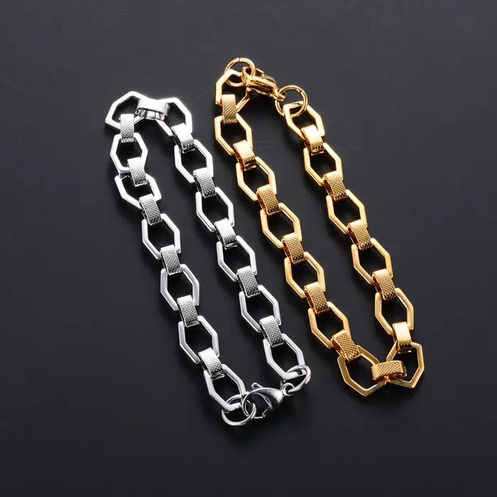 Bracelet géométrique en acier inoxydable fait à la main