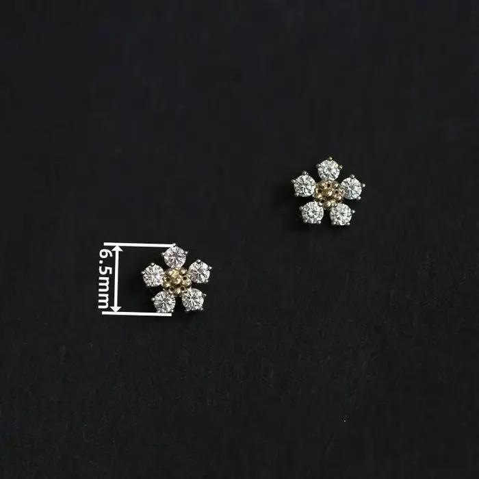 GOLDtutu – boucles d'oreilles cinq diamants en or pur 9k pour femmes