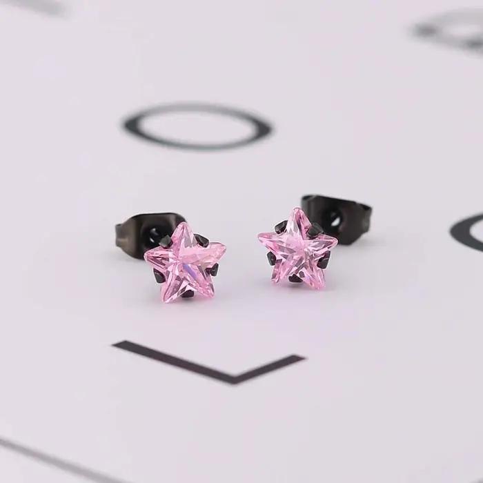 Uelf-Boucles d'oreilles étoiles en cristal rose brillant pour femmes