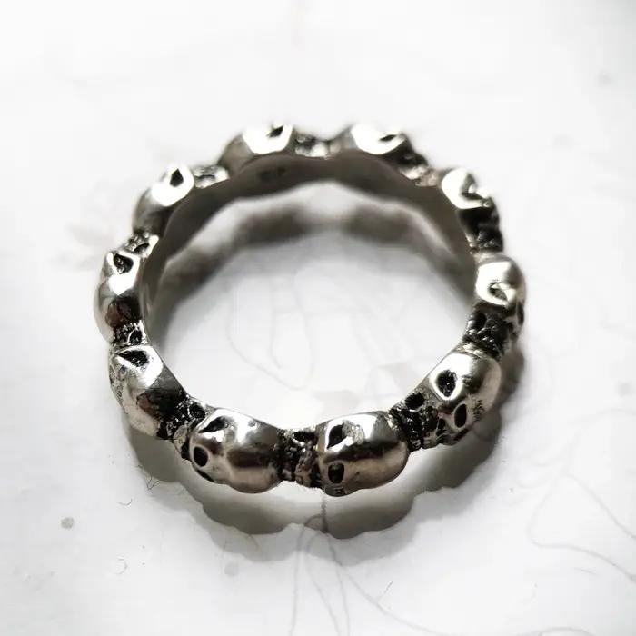 Bague tête de mort en argent sterling 925, bijou vintage rébellion européenne pour femmes et hommes, cadeau de mariage et d'engagement