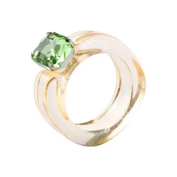 Bagues tendance vintage pour filles, en résine acrylique transparente avec strass, bijoux fantaisie