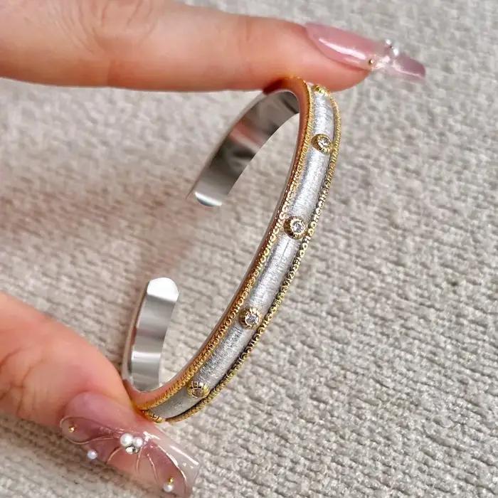 Bracelet Vintage Géométrique Plaqué Or avec Tracker d'Humeur pour Femme Occasions Spéciales