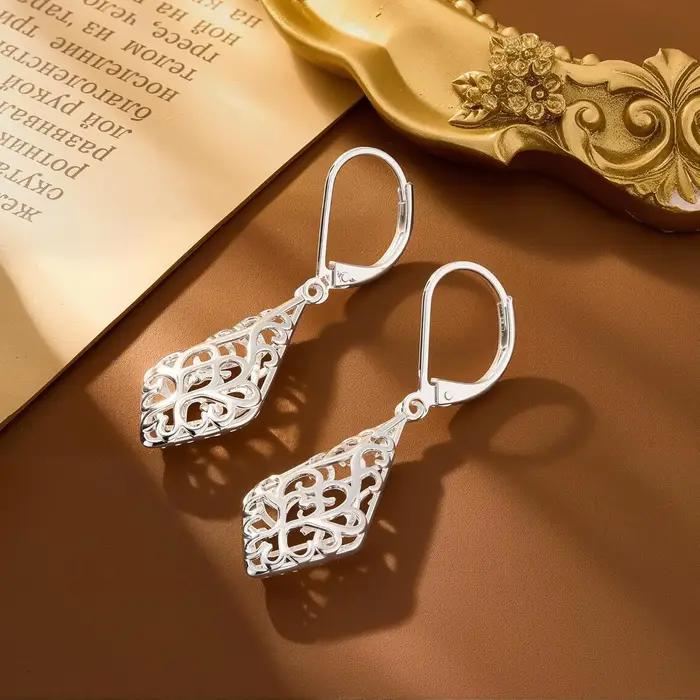 Boucles d'oreilles pendantes en argent sterling 925 pour femmes