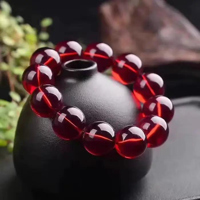 Bracelet en ambre rouge naturel pour hommes et femmes