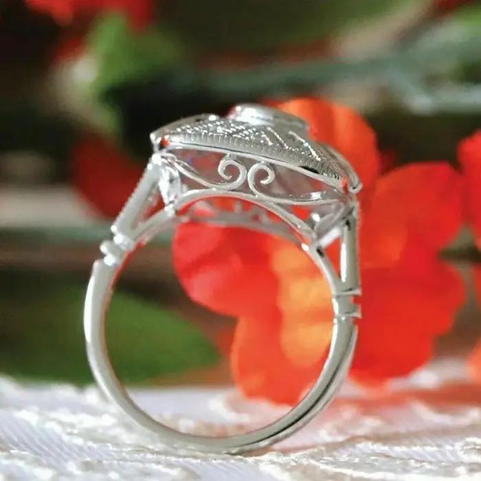 Bague Creuse en Argent Sterling 925 Sertie de Zircone Blanche Élégante Accessoire de Mode pour Femme Occasions Spéciales