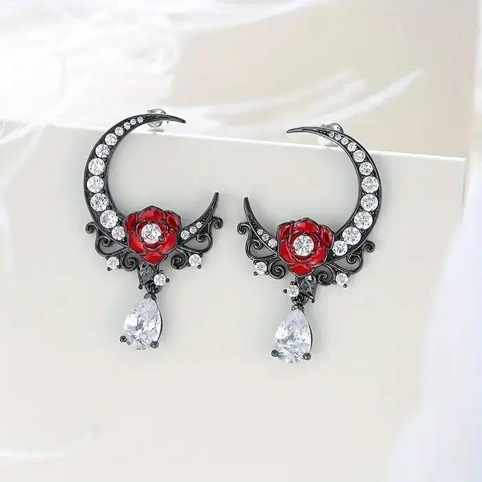 Bijoux gothiques boucles d'oreilles lune Rose pour femmes filles accessoires