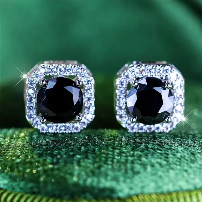 Boucles d'oreilles Boho rondes bleues en pierre de Zircon pour femmes