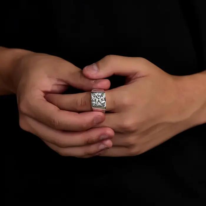 Bagues en diamant Moissanite couleur D véritable 10 carats pour hommes et femmes