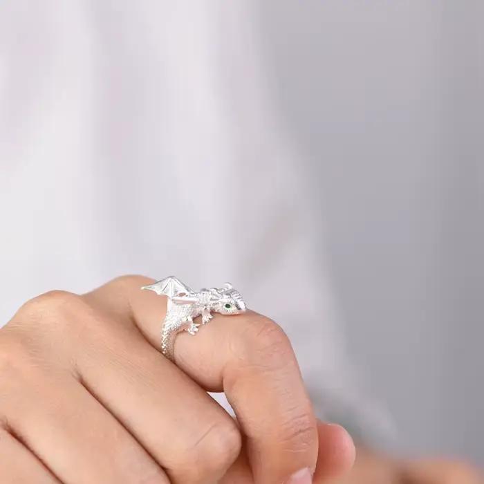 Bague d'ouverture Vintage Dragon Unisexe Animal Mignon Style Punk Mode Bijoux Fête Occasions Spéciales