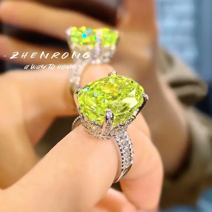 Bagues en diamant œuf de pigeon à haute teneur en carbone pour femme, placage platine 14 carats, bague de fiançailles de mariage, bijoux fins, luxe, 12 carats