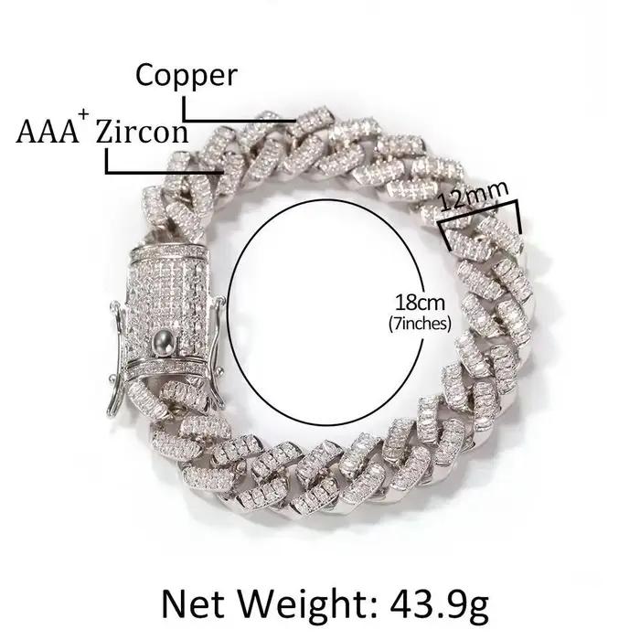 Bracelet nouveau bracelet cubain rétro en cuivre et zircon incrusté