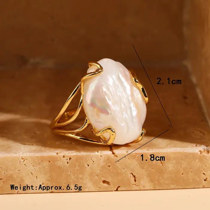 Bague en perles baroques d'eau douce naturelles plaquées or pour femmes occasions spéciales ajustement réglable elegance sophistication