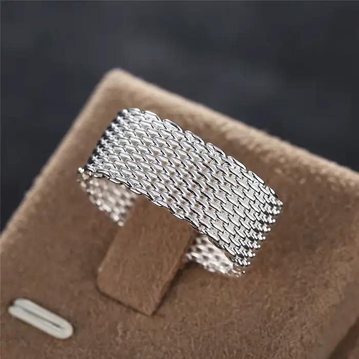 Bague creuse en argent Sterling 925 pour femmes, breloque à la mode, bijoux de fiançailles et de mar