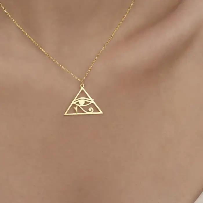 Collier pendentif œil d'horus de l'egypte ancienne en acier inoxydable