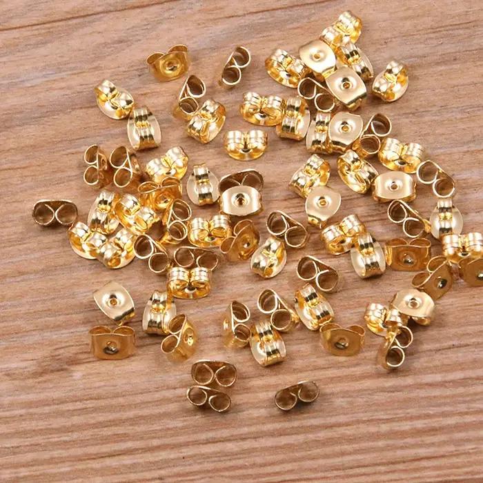 Clous de boucles d'oreilles en acier inoxydable, 2 couleurs, broches de Base vierges avec prise, rés