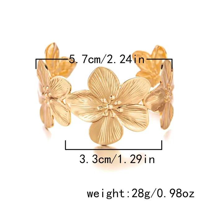 Bracelet manchette fleur vintage tendance pour femme