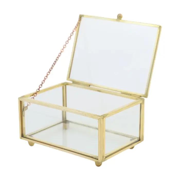 Boîte à bijoux vintage transparent en verre Organisateur