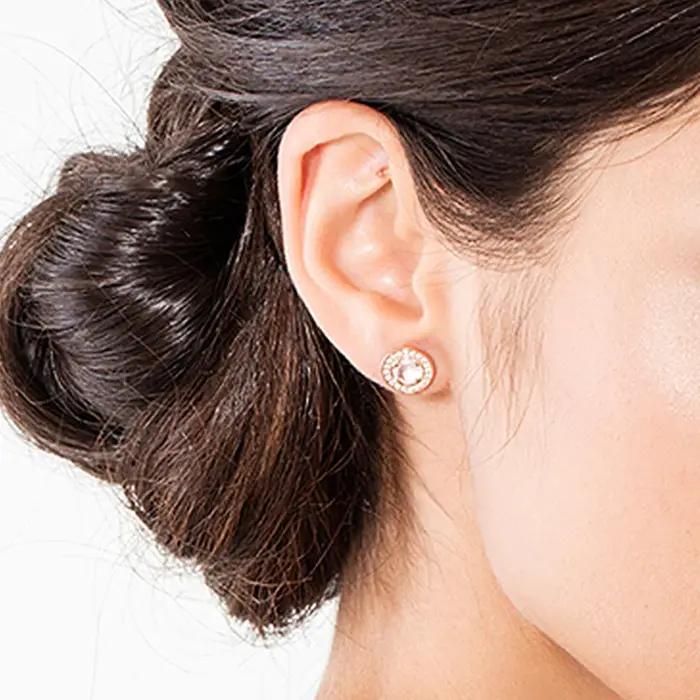 Boucles d'oreilles rondes rose Light of Luna en argent sterling 925 pour femmes occasions spéciales style moderne et élégant
