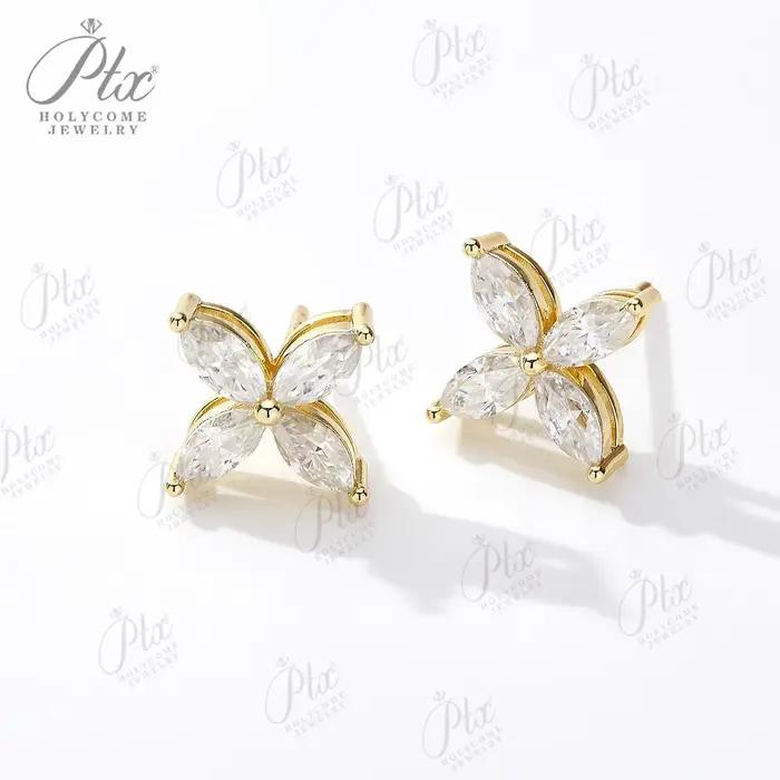 Boucles d'oreilles en Moissanite en forme de Marquise