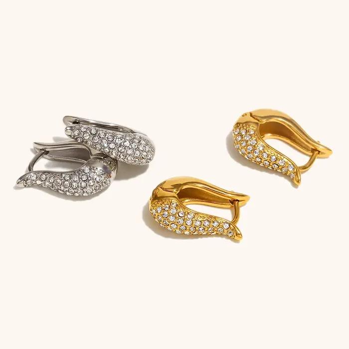La. Muses Shining Cubic Hoop Errings en acier inoxydable pour femmes