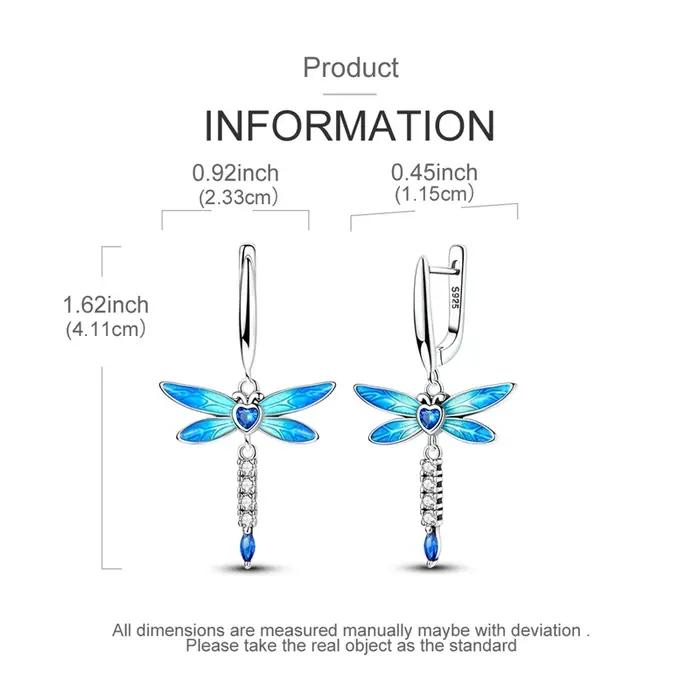 Boucles d'oreilles libellule en argent Sterling 925 pour femmes