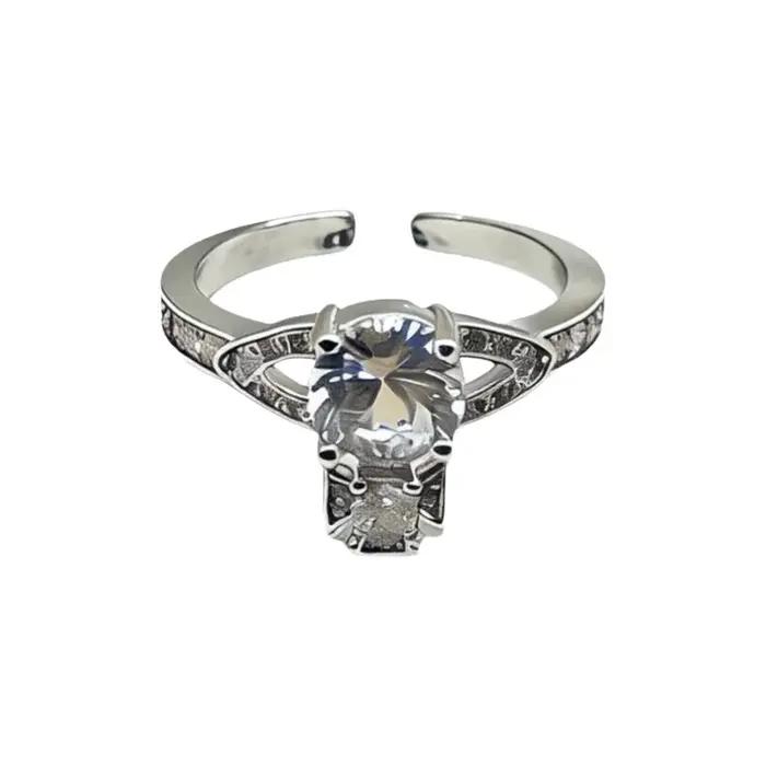 Bague Ouverte Ajustable Élégante Design Planète Entièrement Sertie de Zirconium Saturne