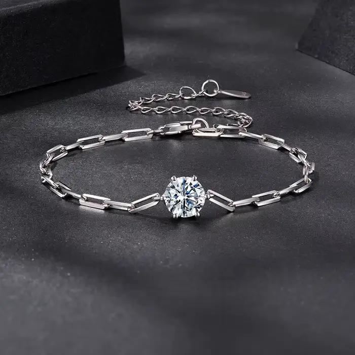 Bamoer U 1CT – Bracelet en Moissanite en argent Sterling 925