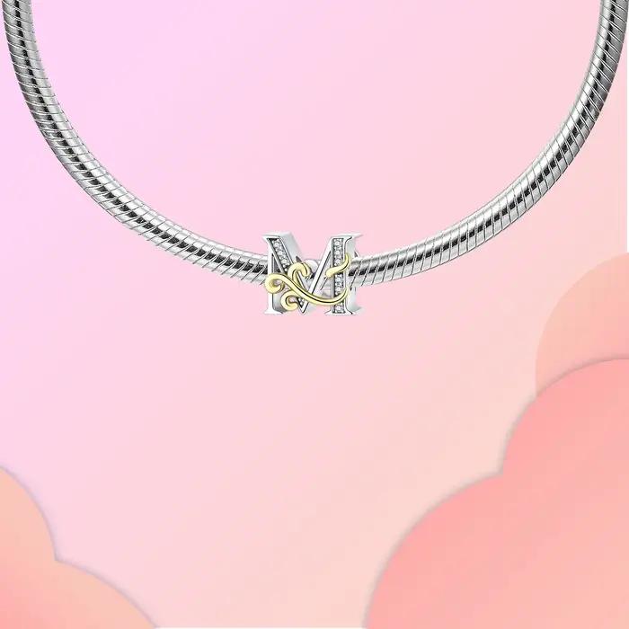 Pendentif rétro en argent 925 avec 26 lettres